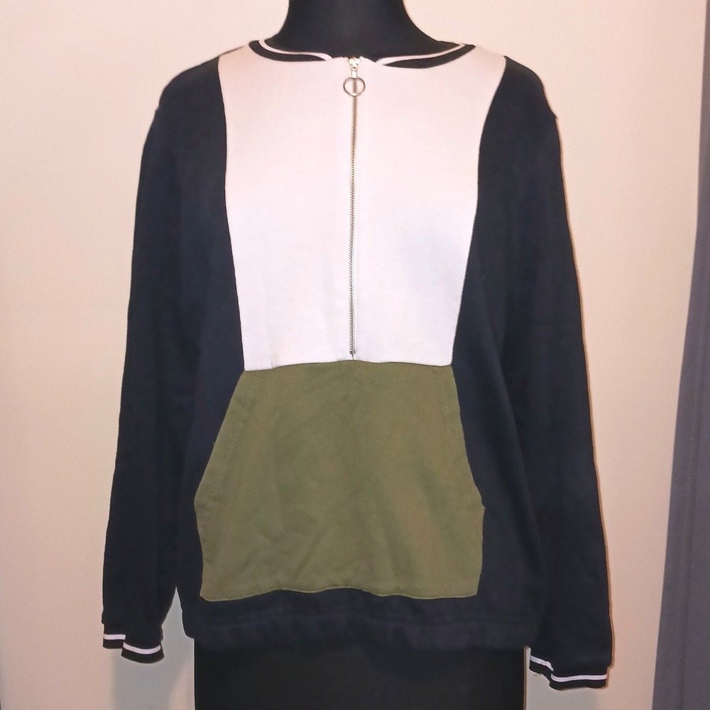 Venus Y2K Athleisure Layering Sport Preppy Colorblock Quarter‎ Zip Sweatshirt XL